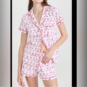 Roller Rabbit Pink and White Heart Print Pajama Set